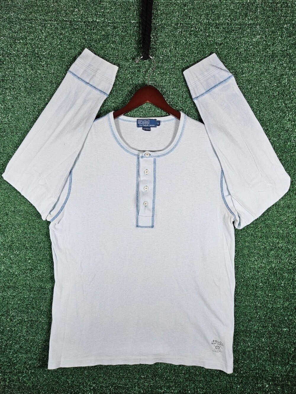 Vintage Polo Ralph Lauren Long-Sleeve Henley Shirt / Mens Size - Large